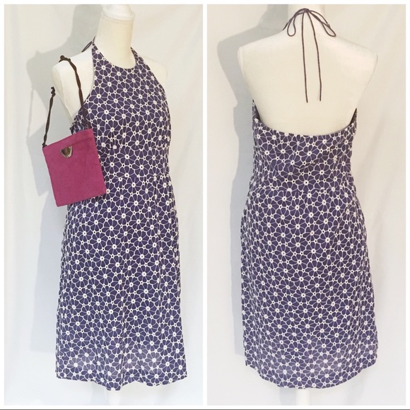 Tweeds Dresses & Skirts - Halter Dress Purple Floral Eyelet Fully Lined 14